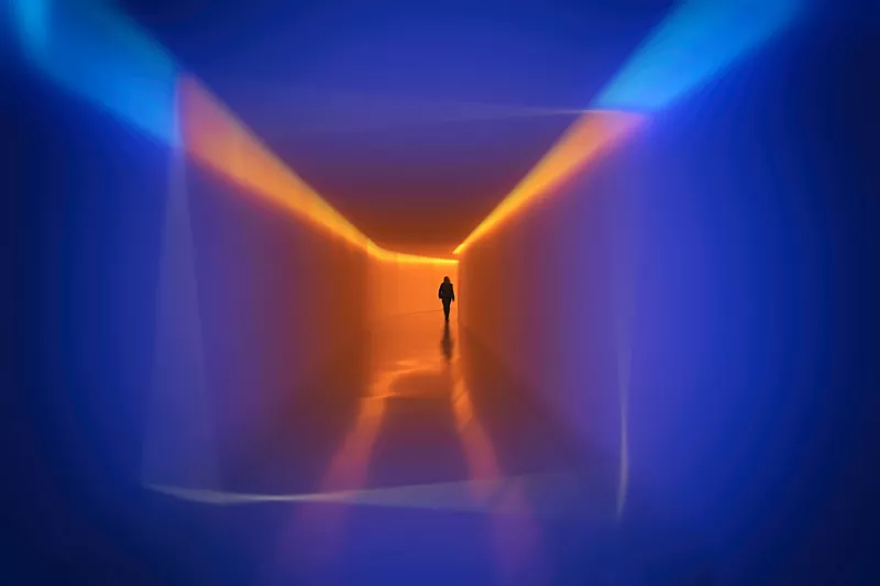 Golden light in tunnel